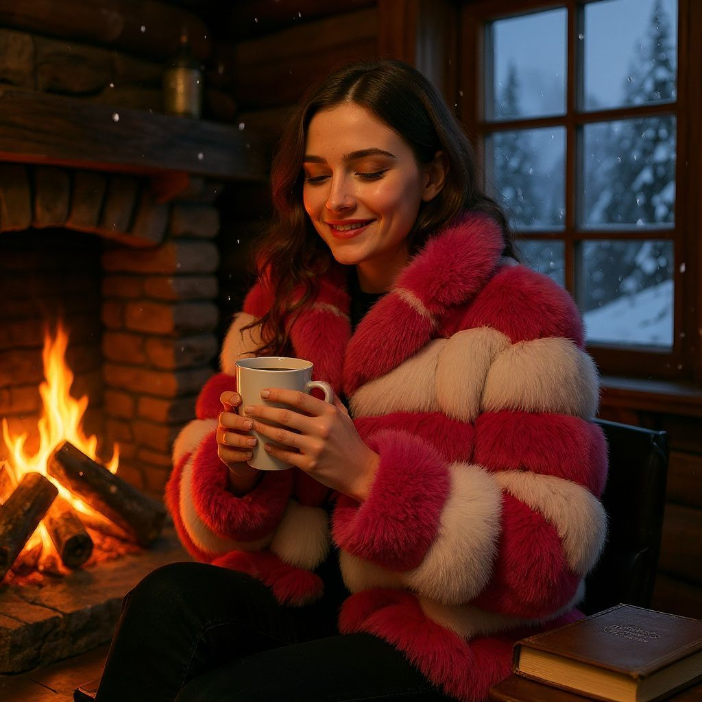 Pink and White Full Skin Fox Coat
