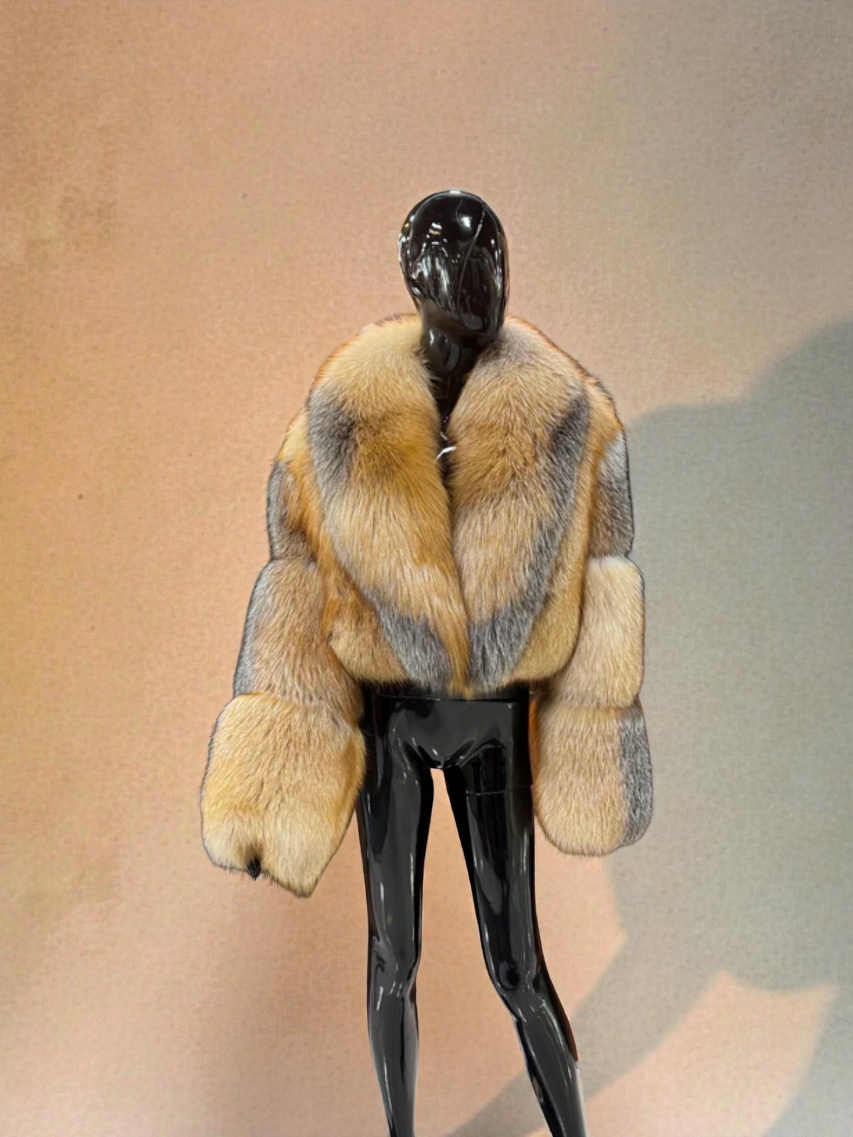 Natural Colored Fox Fur Jacket with a Collar