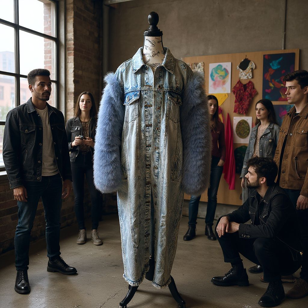 THE LUXE DENIM GENUINE FUR-SLEEVE COAT (Made to order)