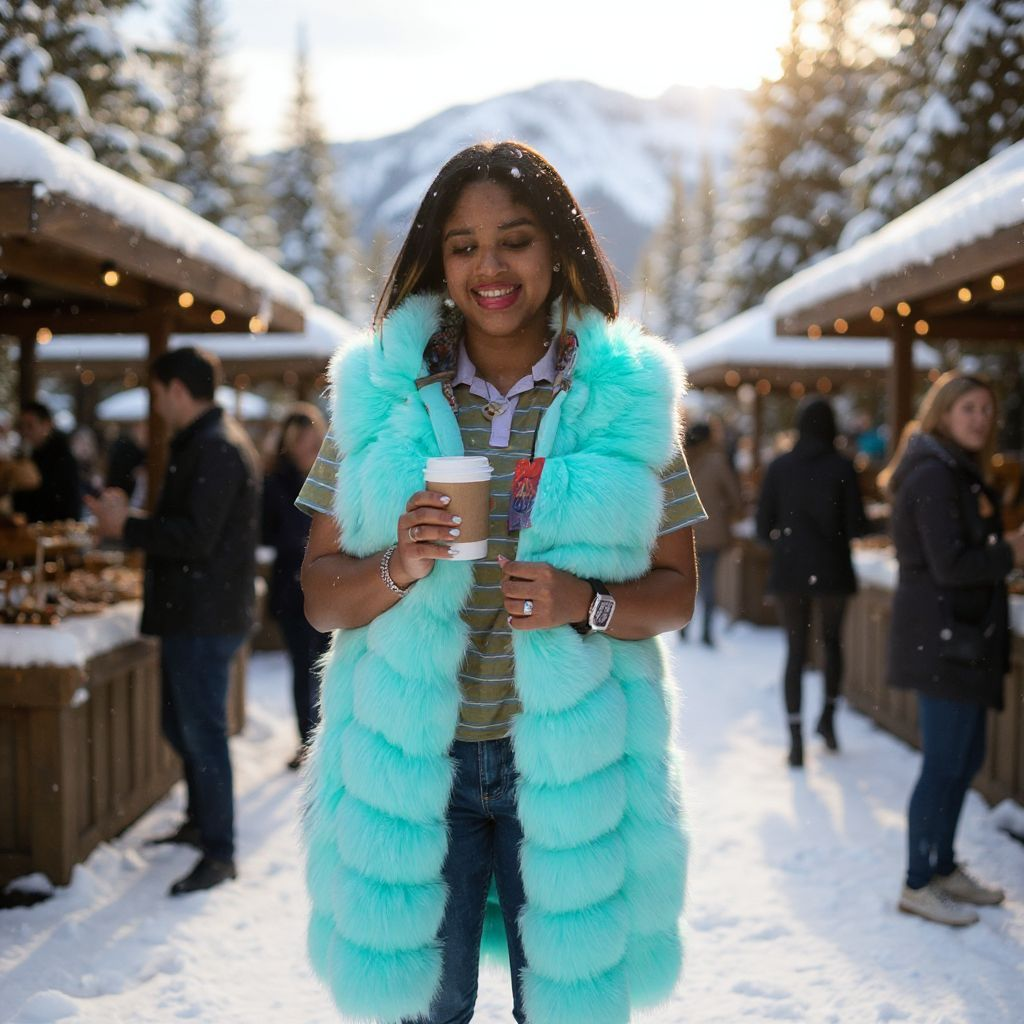 Aqua Blue Vest With Hood