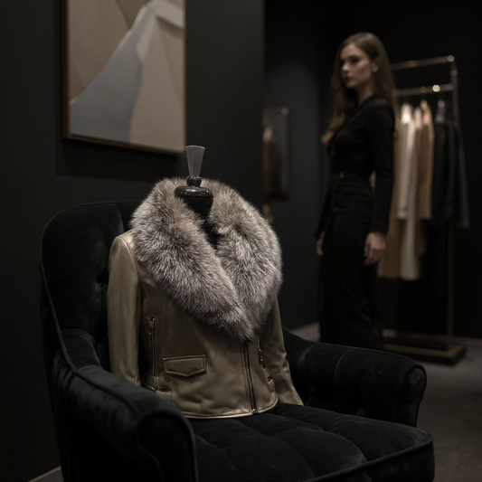 Luxury Leather Jacket with Genuine Fox Fur Collar