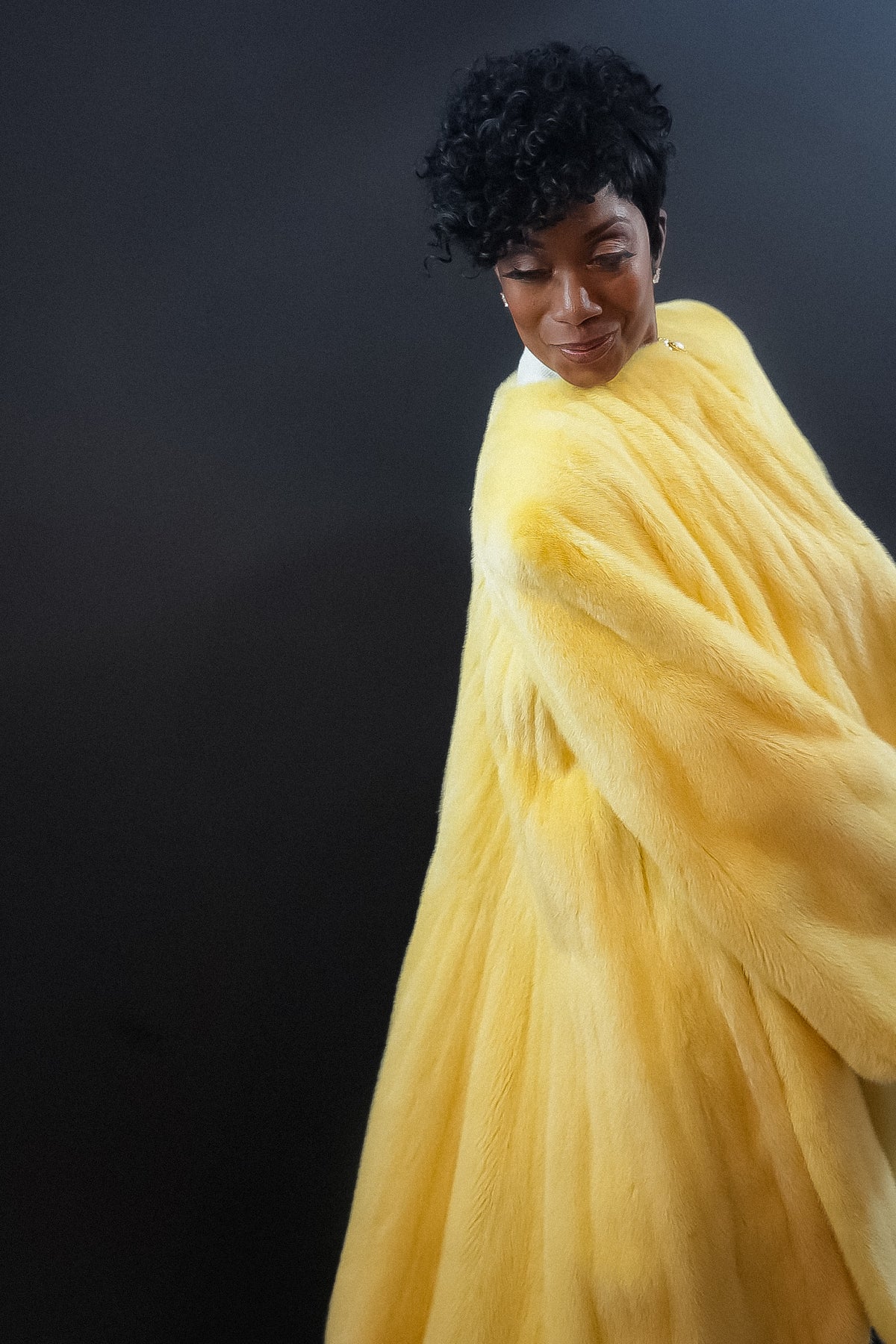 Yellow Mink Swing Coat