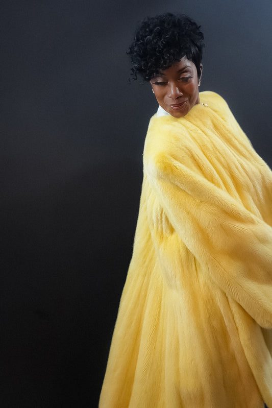 Yellow Mink Swing Coat