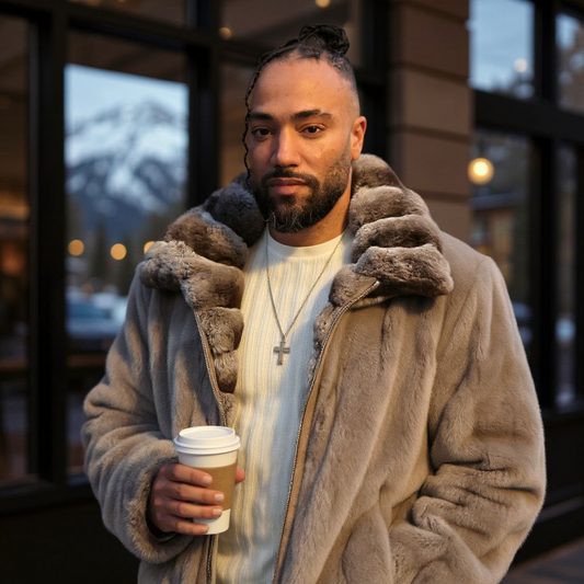 Men's Gray Mink Coat with Chinchilla Collar