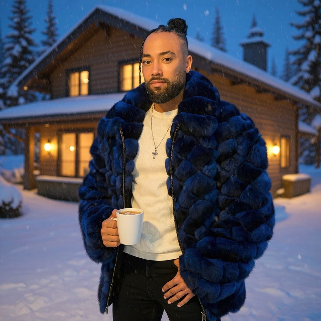 Men's Sapphire Blue Chinchilla Jacket