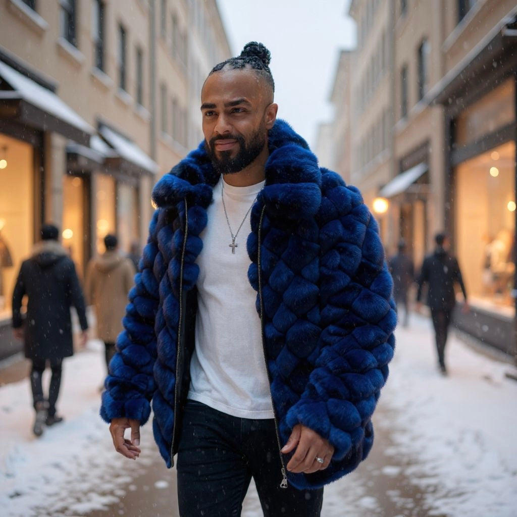 Men's Sapphire Blue Chinchilla Jacket
