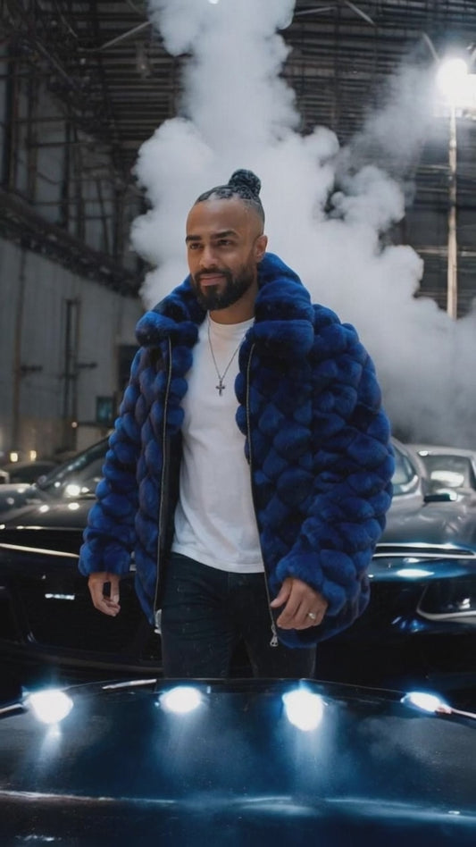 Men's Sapphire Blue Chinchilla Jacket
